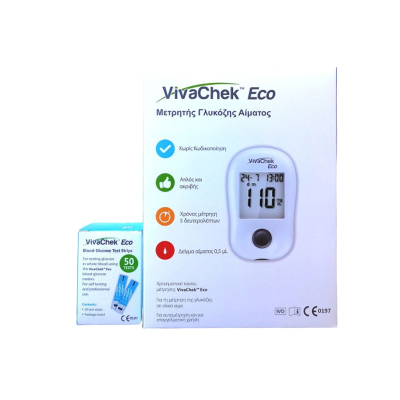 Vivachek blood sugar meter + 100 strips + 100 pencils